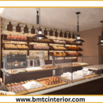 Attractive and fresh interior design for a bakery in Oman, showcasing modern aesthetics and inviting customer spaces.