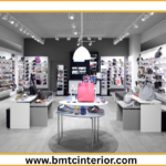 Modern retail store interior design in Muscat with creative product displays and comfortable seating areas.