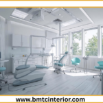 Sleek and modern interior design for a commercial clinic in Muscat, Oman, focusing on patient comfort and professional aesthetics.