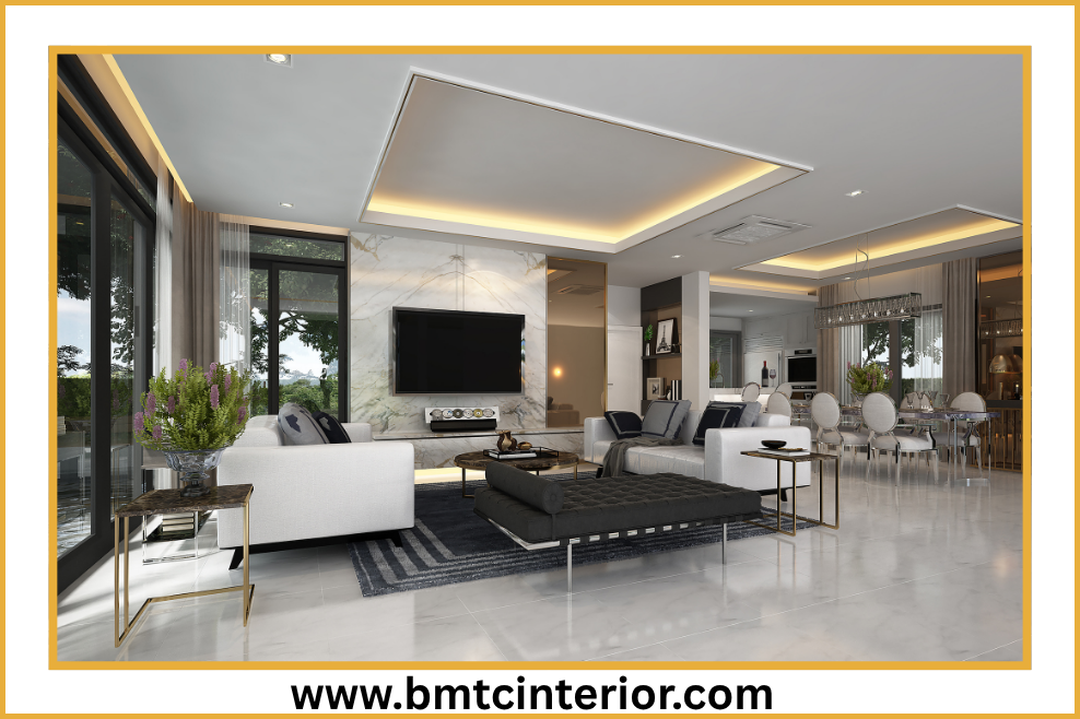 Commercial interior design ideas in Muscat featuring biophilic elements and modern furniture to attract more customers.