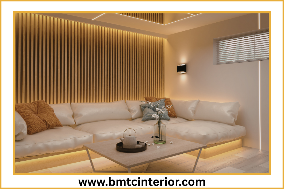 Acoustic interior treatment integrated into a designed interior in Oman