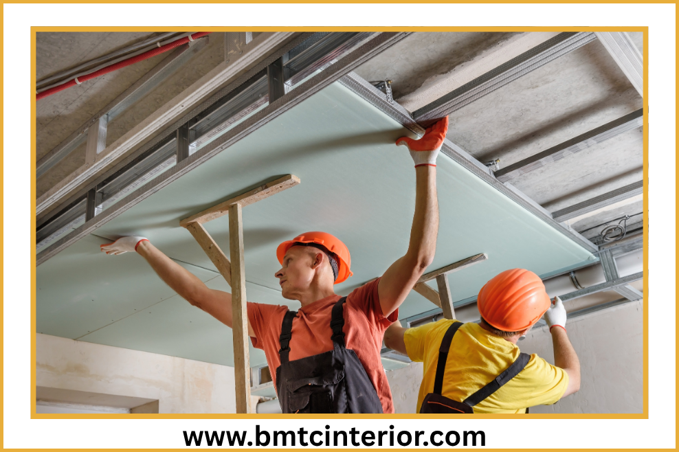 Acoustic ceiling installation in an Oman interior
