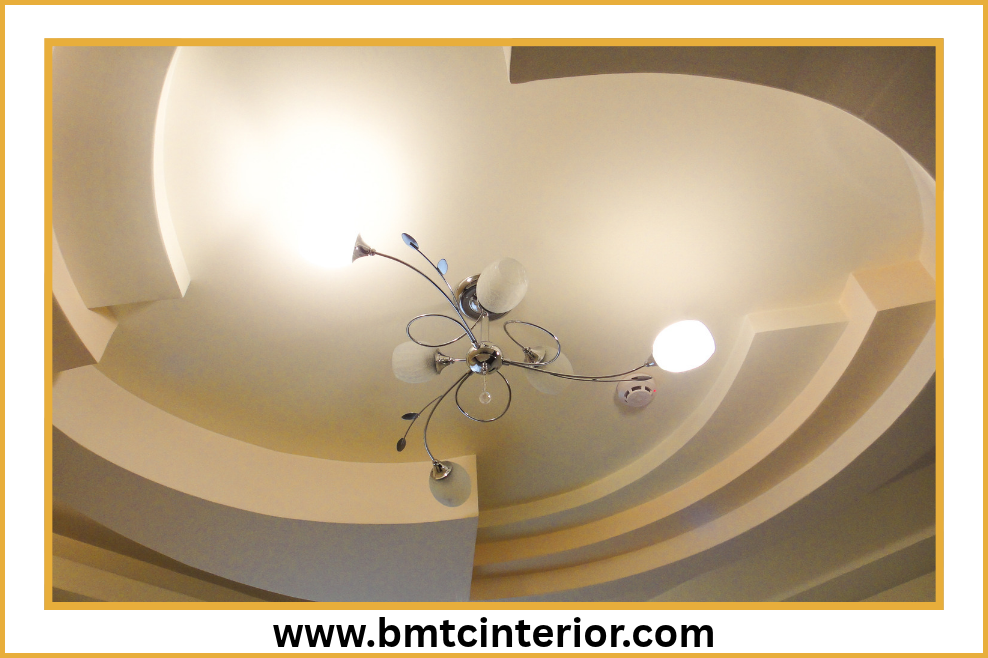 Suspended acoustic ceiling in a commercial interior