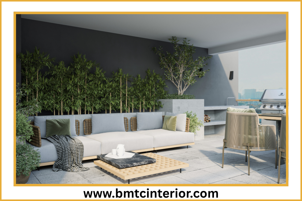 Biophilic interior design with natural greenery and wood finishes in Oman