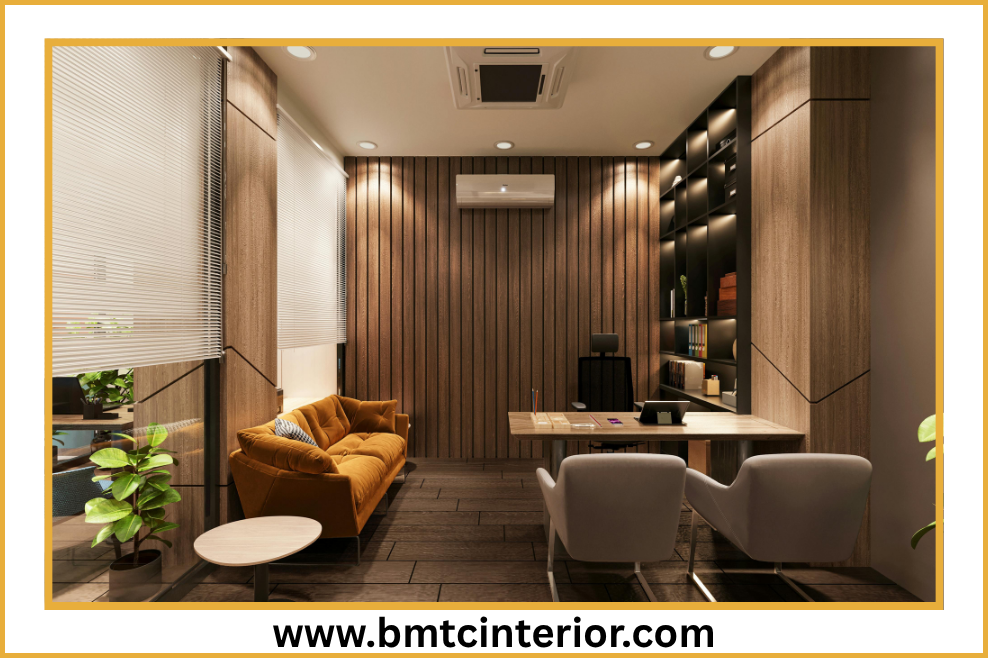 Custom feature wall design with marble cladding and concealed lighting in Oman