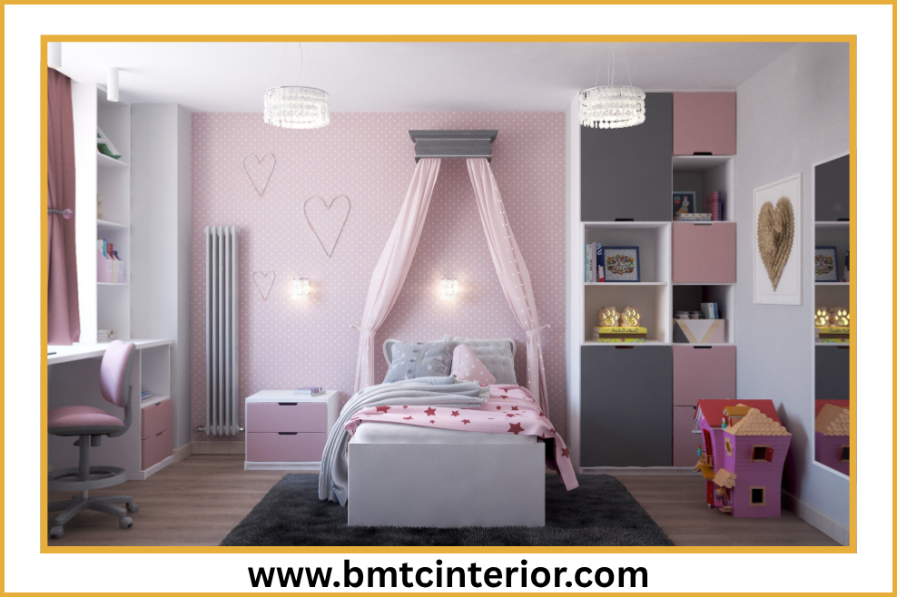 Modern kids bedroom interior design in Oman with custom furniture and playful decor