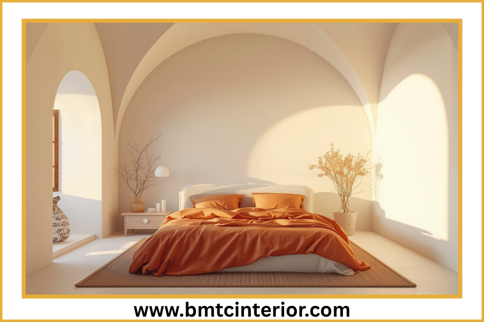 Mediterranean-style interior with arched doorway and warm neutral tones