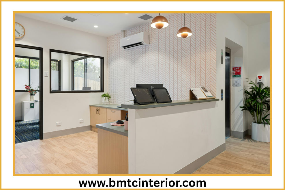 Custom reception desk manufacturer in Oman producing a bespoke reception counter